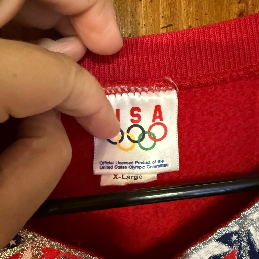 RARE! Vintage 90’s USA Olympics glitter Red white and
Blue sweatshirt sz XL - Picture 5 of 6